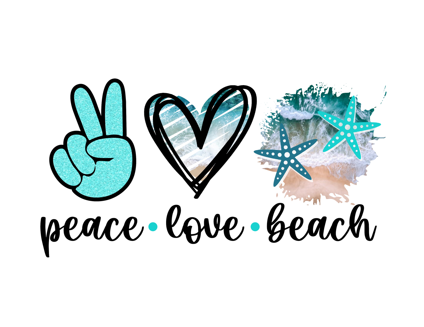 Peace Love Beach Name Drop Stickers (Pack of 12), PLB001, PLB001ND