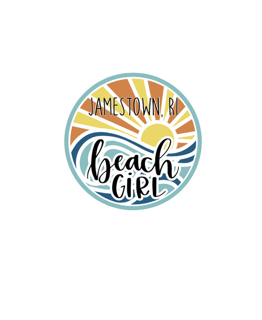 Jamestown, RI Stickers, Beach Girl (Pack of 12), JMST002