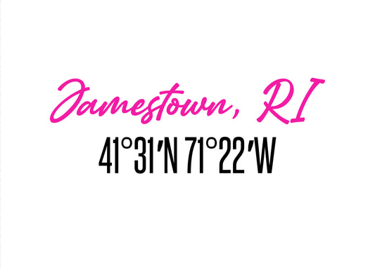 Jamestown, RI Stickers, Coordinates PINK (Pack of 12), JMST004